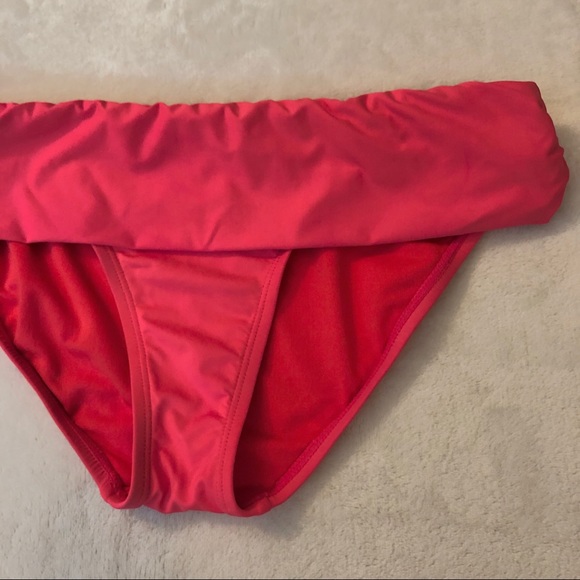 🎁Bundle 4 Free! Old Navy Pink Fold Over Waist Bikini Bottoms Size Small - Picture 2 of 10